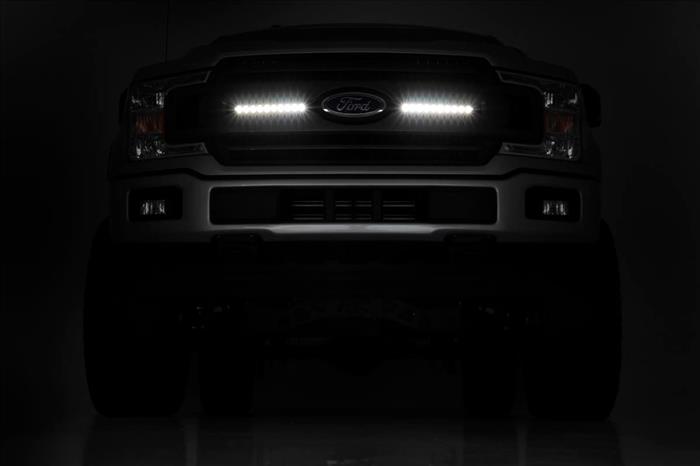 LED Light Kit Grille Mount 10 Inch Black Slimline Pair Ford F-150 (18-20) Rough Country