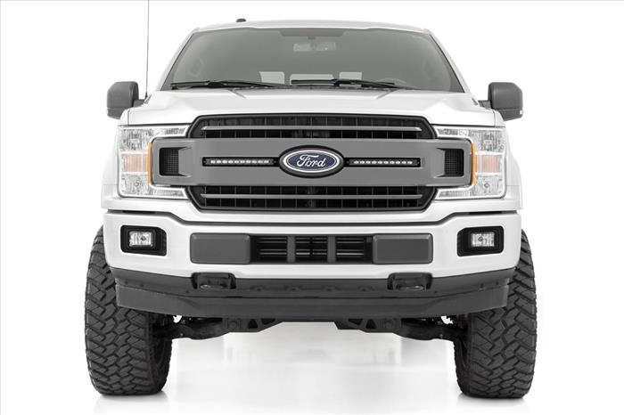 LED Light Kit Grille Mount 10 Inch Chrome Slimline Pair Ford F-150 (18-20) Rough Country