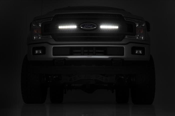 LED Light Kit Grille Mount 10 Inch Chrome Slimline Pair Ford F-150 (18-20) Rough Country
