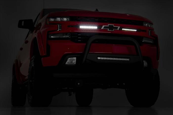 LED Light Kit Grille Mount 10 Inch Black Slimline Pair Chevy Silverado 1500 (19-22) Rough Country