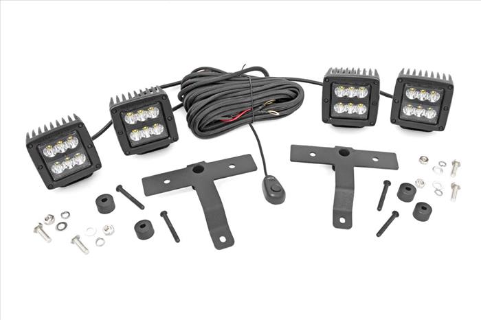 Jeep Quad LED Light Pod Kit -Black Series 18-20 JL/20 Gladiator Rough Country