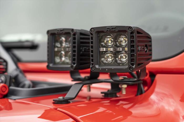 Jeep Quad LED Light Pod KitBlack Series w/White DRL 18-20 JL/20 Gladiator Rough Country