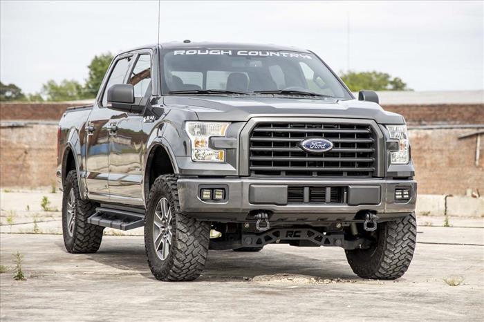 LED Light Kit Fog Mount Dual 2 Inch Black Pairs SAE Ford F-150 (15-17) Rough Country