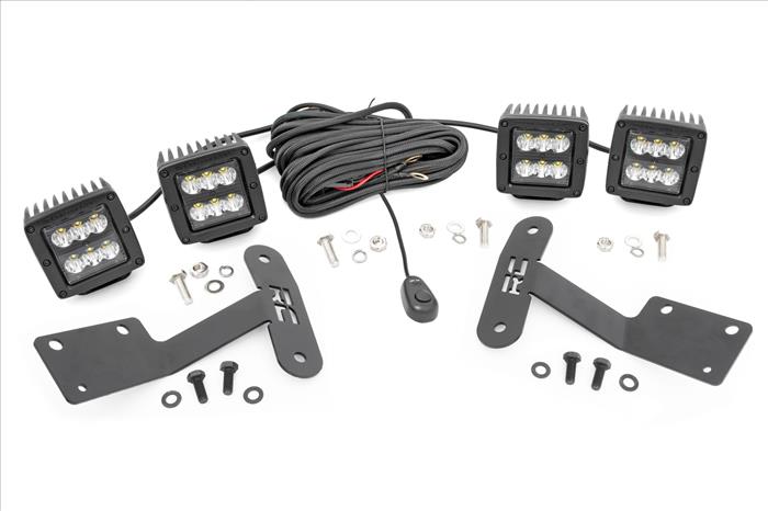 Toyota 2-inch LED Lower Windshield Ditch Kit (14-20 Tundra Black Series Spot Pattern) Rough Country