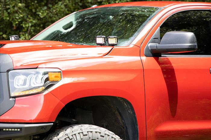 LED Light Kit Ditch Mount Dual 2 Inch Black Pairs Spot Toyota Tundra (14-21) Rough Country