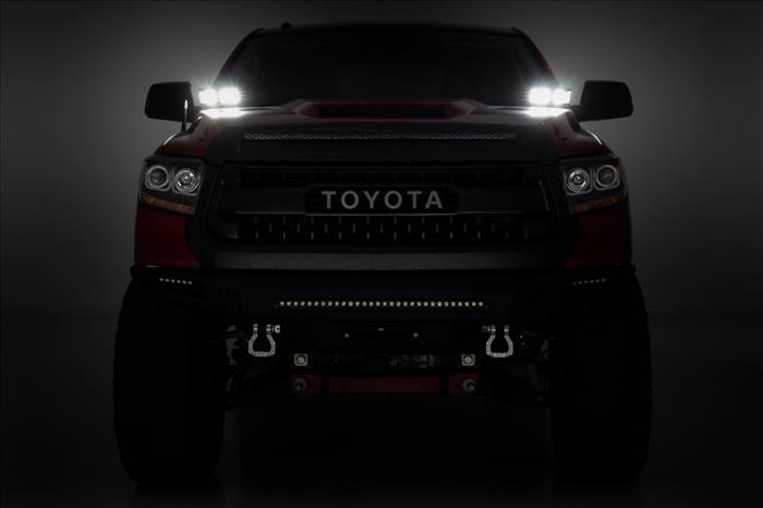 Toyota 2-inch LED Lower Windshield Ditch Kit (14-20 Tundra Black Series Flood Pattern) Rough Country