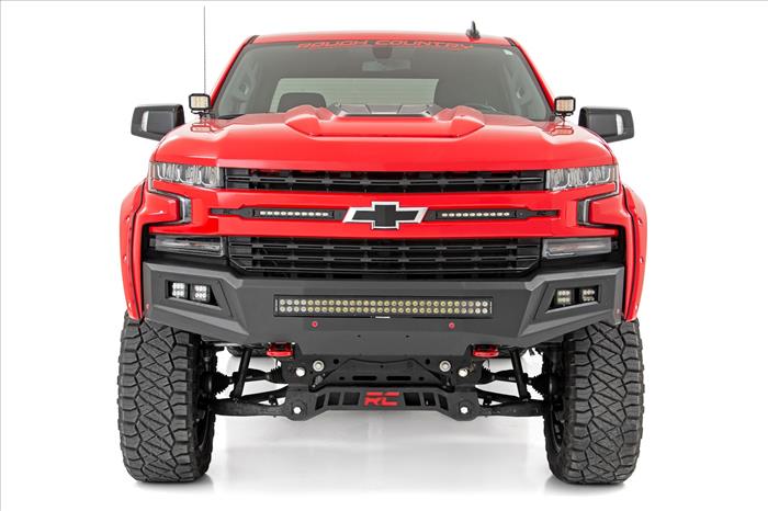 Chevy 2-inch LED Lower Windshield Ditch Kit Black Series w/ White DRL For 19-20 Silverado Rough Country