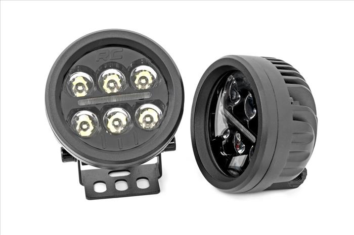Black Series Round LED Light Pair 3.5 Inch Amber DRL Rough Country