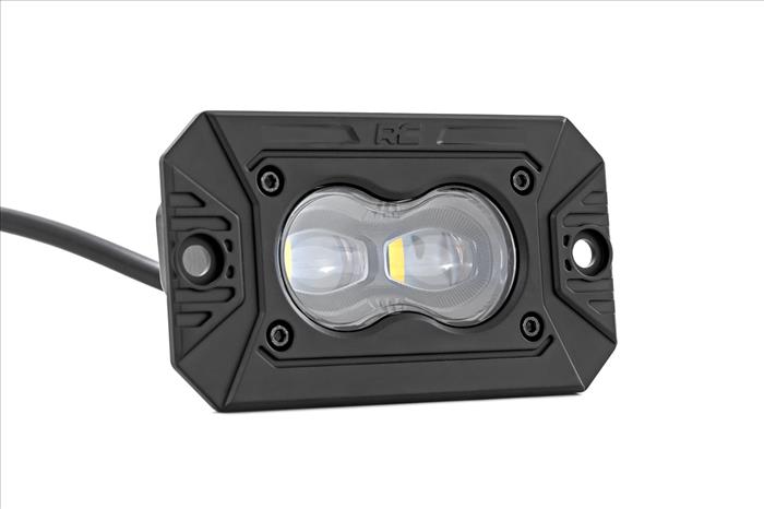 3x1.75 Inch Black Series LED Slim Aux SAE Fog Flush Mount Pair Rough Country