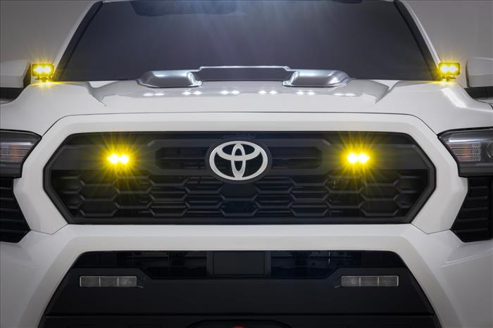 3x1.75 Inch Black Series Yellow LED Slim Aux SAE Fog Flush Mount Pair Rough Country