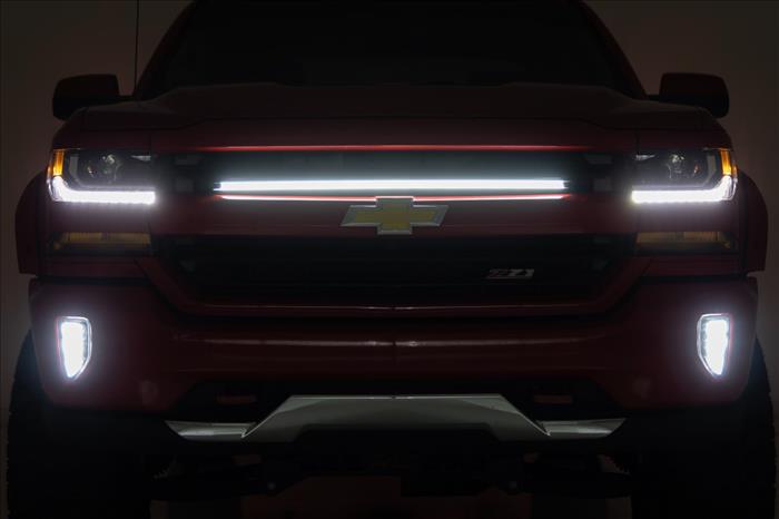 LED Light Kit Grille Mount 30 Inch DRL Chevy Silverado 1500 (16-18) Rough Country