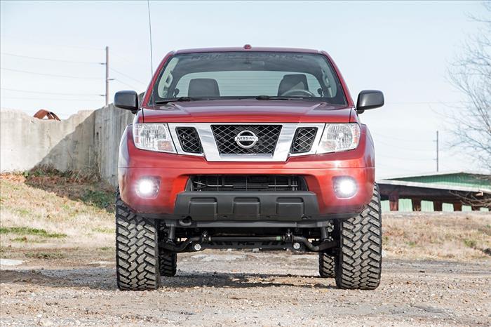 LED Light Kit Fog Mount 2 Inch Black Pair Spot Nissan Frontier (05-20) Rough Country