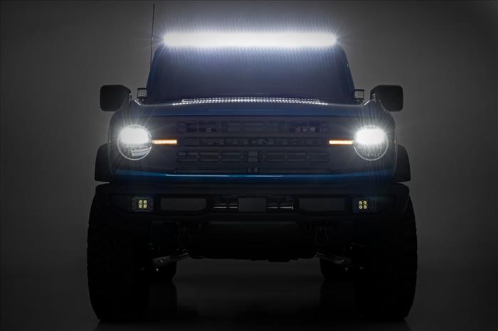 LED Light Kit Upper Windshield 50 Inch Black Single Row Ford Bronco (21-25) Rough Country