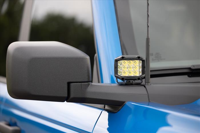 LED Light Kit Ditch Mount 2 Inch Black Pair Amber DRL Ford Bronco (21-25) Rough Country