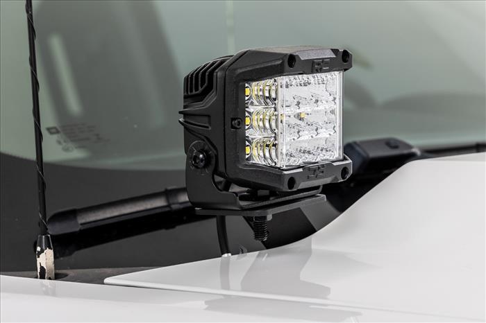 LED Ditch Light Kit 2in Black Pair Flood Silverado/Sierra 1500 (14-18 & Classic) Rough Country