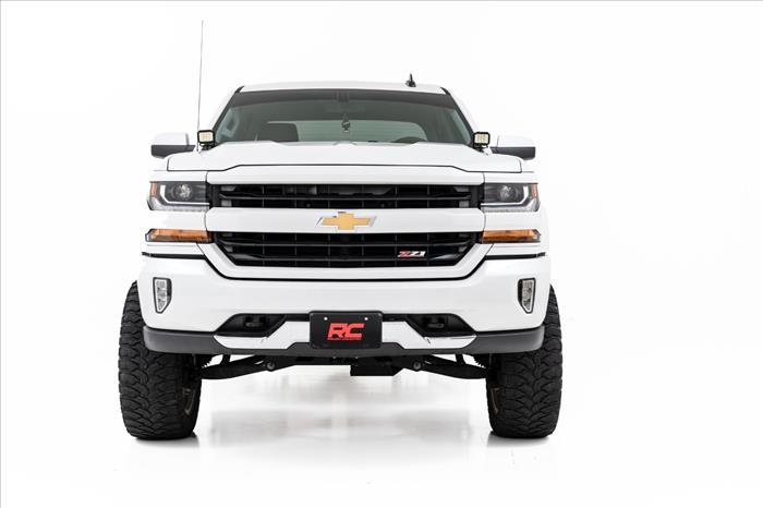 LED Ditch Light Kit 2in Black Pair White DRL Silverado/Sierra 1500 (14-18 & Classic) Rough Country