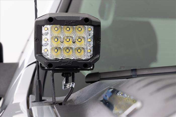 LED Light Ditch Mount 2 Inch Black Pair White DRL Chevy 1500 (2007-2013) Rough Country