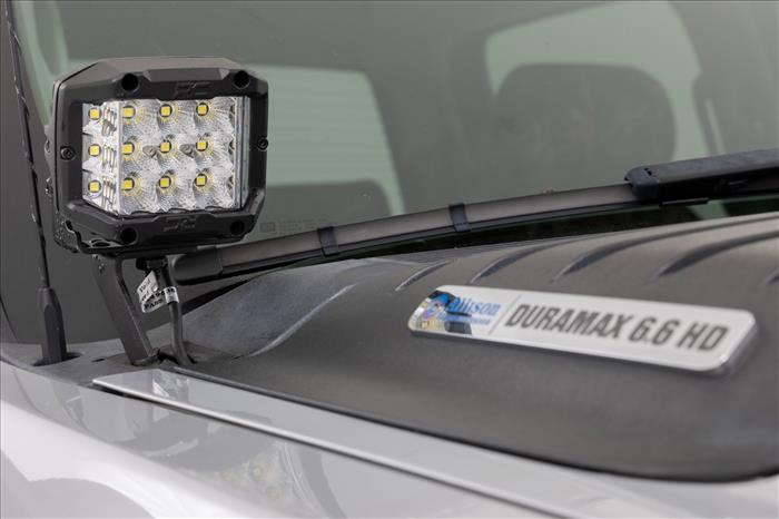 LED Light Kit Ditch Mount 3 Inch OSRAM Wide Chevy 1500 & Silverado/Sierra 2500HD/3500HD (07-14) Rough Country