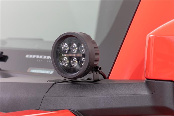 LED Light Kit Ditch Mount 3.5 Inch Black Round Pair Amber DRL Ford Bronco (21-25) Rough Country