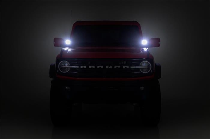 LED Light Kit Ditch Mount 3.5 Inch Black Round Pair Amber DRL Ford Bronco (21-25) Rough Country
