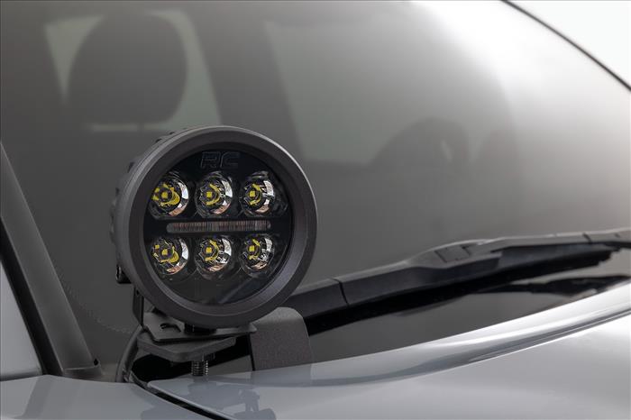 LED Light Kit Ditch Mount Black Series Round 3.5 Inch Amber DRL Toyota Tacoma (16-23) Rough Country