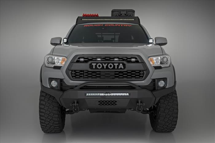 LED Light Kit Ditch Mount Black Series Round 3.5 Inch Amber DRL Toyota Tacoma (16-23) Rough Country