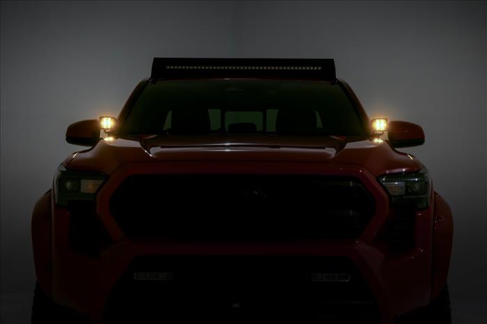 LED Light Kit Ditch Mount 2 Inch Black Pair Amber DRL Toyota Tacoma (24-26) Rough Country