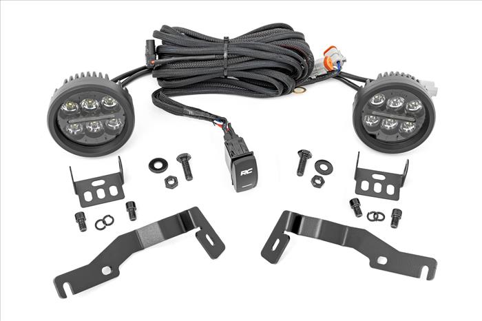 LED Light Kit Ditch Mount Black Series Round 3.5 Inch Amber DRL Toyota Tacoma (24-26) Rough Country