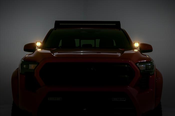 LED Light Kit Ditch Mount Black Series Round 3.5 Inch Amber DRL Toyota Tacoma (24-26) Rough Country
