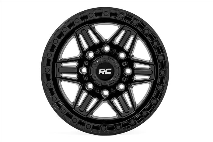 76 Series Wheel Simulated Beadlock Gloss Black 17x9 8x6.5 -12mm Rough Country