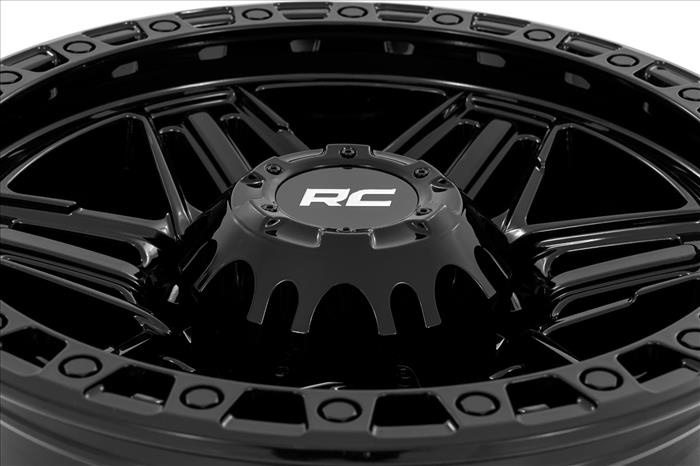 76 Series Wheel Simulated Beadlock Gloss Black 17x9 6x5.5 -12mm Rough Country