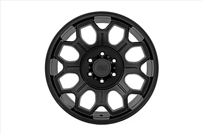 77 Series Wheel One-Piece Semi Gloss Black 20x9 6x5.5 +18mm Rough Country