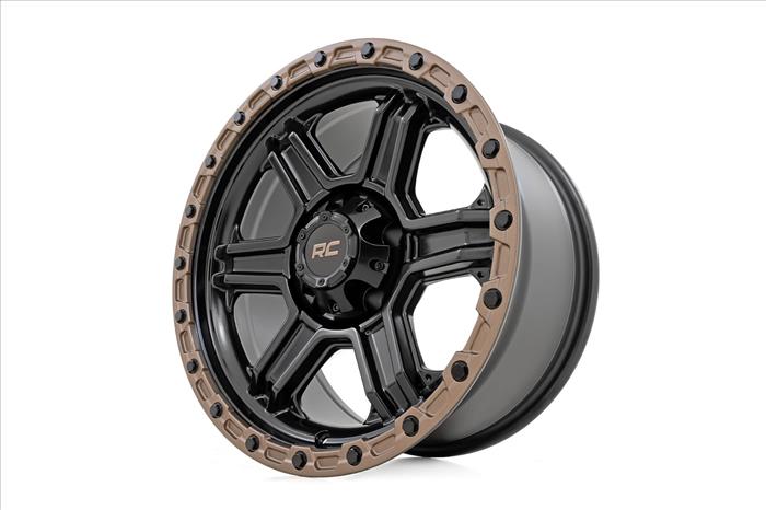 79 Series Wheel One-Piece Semi Gloss Black w/Bronze Ring 15x8 5x4.5 -19mm Rough Country
