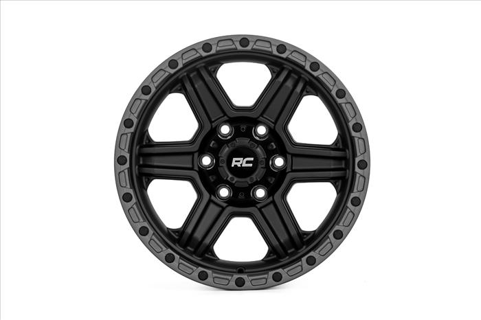 79 Series Wheel One-Piece Semi Gloss Black w/Gunmetal Ring 17x8.5 6x5.5 0mm Rough Country