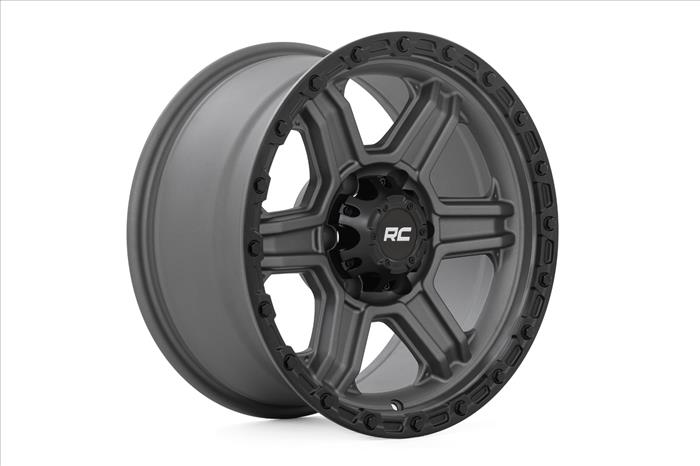 79 Series Wheel One-Piece Gunmetal Gray w/Black Ring 17x8.5 6x5.5 0mm Rough Country