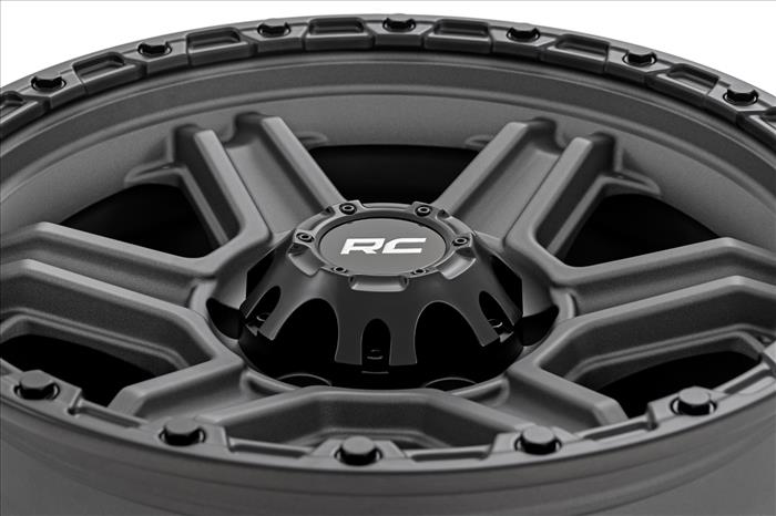 79 Series Wheel One-Piece Gunmetal Gray w/Black Ring 17x8.5 6x5.5 0mm Rough Country