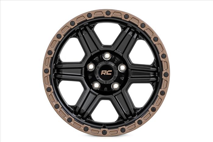 79 Series Wheel One-Piece Semi Gloss Black w/Bronze Ring 18x9 6x5.5 -12mm Rough Country
