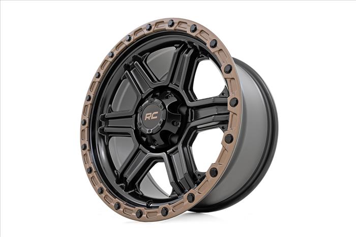 79 Series Wheel One-Piece Semi Gloss Black w/Bronze Ring 18x9 6x5.5 +18mm Rough Country