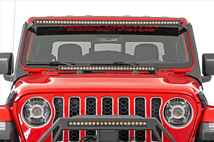 LED Light Kit Windshield 50 Inch Spectrum Dual Row Jeep Gladiator JT/Wrangler JL (18-26) Rough Country