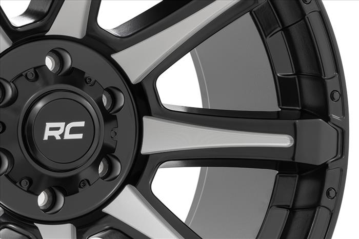 81 Series Wheel One-Piece Semi Gloss Black w/machined spokes 20x9 5x5.5 0mm Rough Country