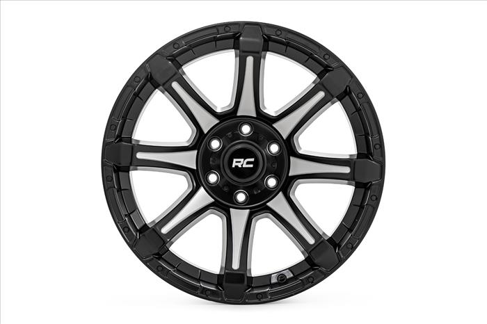 81 Series Wheel One-Piece Semi Gloss Black w/machined spokes 20x9 5x150 +18m Rough Country
