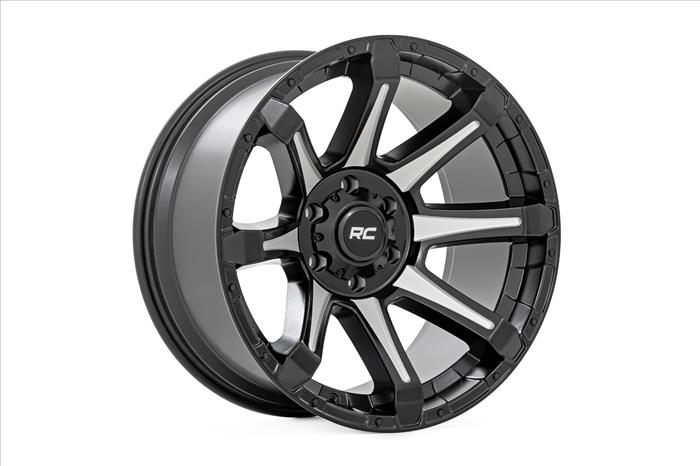 81 Series Wheel One-Piece Semi Gloss Black w/machined spokes 20x10 6x5.5 -19 Rough Country