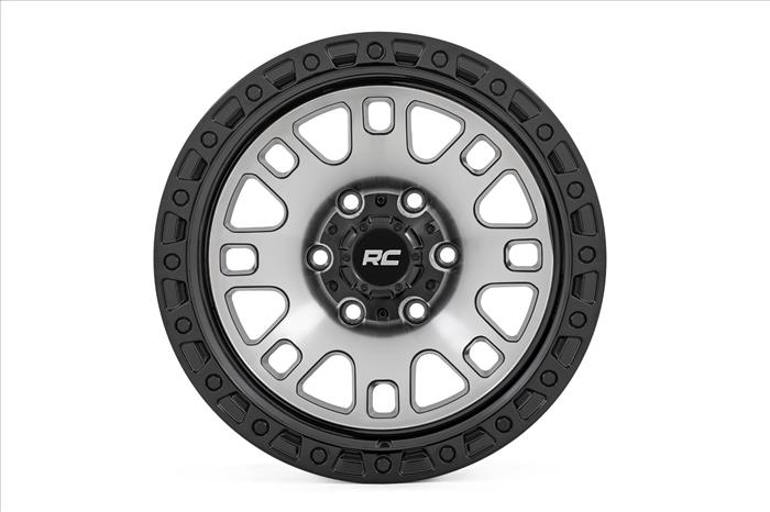 82 Series Wheel One-Piece Machined Semi Gloss Black 17x9 6x5.5 -12mm Rough Country
