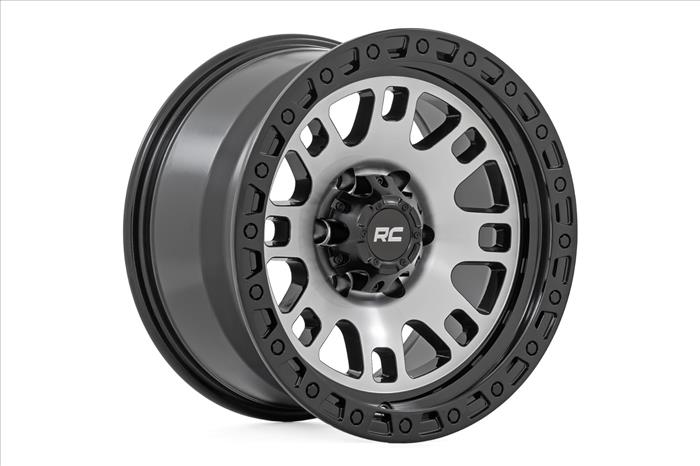 82 Series Wheel One-Piece Machined Semi Gloss Black 17x9 6x5.5 -12mm Rough Country