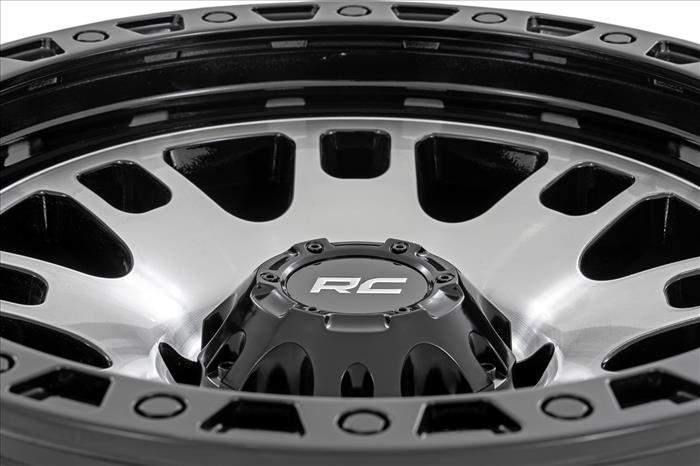 82 Series Wheel One-Piece Machined Semi Gloss Black 17x9 5x4.5 -12mm Rough Country