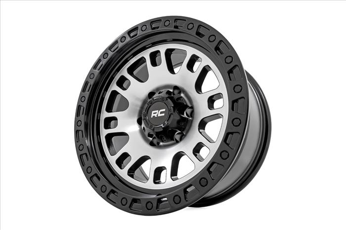 82 Series Wheel One-Piece Machined Semi Gloss Black 17x9 5x4.5 -12mm Rough Country