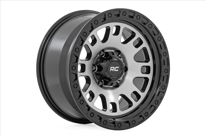 82 Series Wheel One-Piece Machined Semi Gloss Black 17x9 5x4.5 -12mm Rough Country