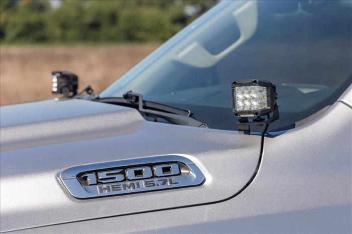 LED Light Kit Ditch Mount 2 Inch Black Pair Spot Ram 1500 2WD/4WD (19-26) Rough Country