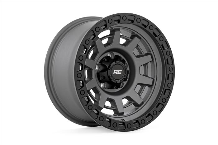 85 Series Wheel One-Piece Gunmetal Gray/Black 15x8 5x5.5 -19mm Rough Country