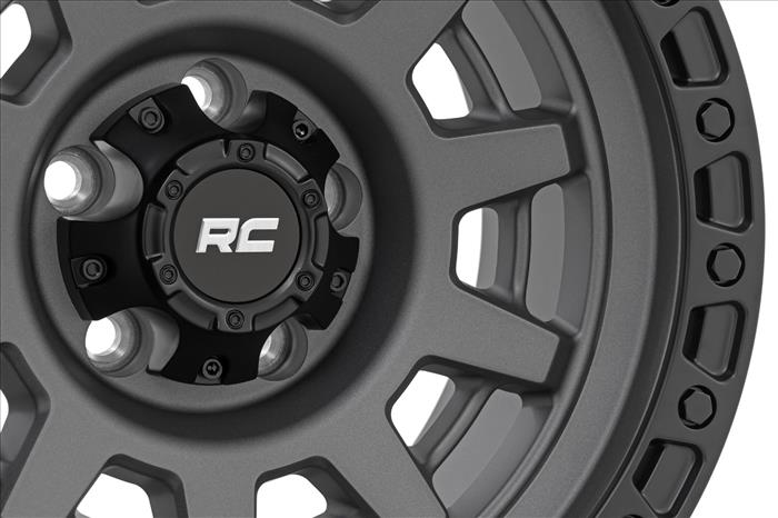85 Series Wheel One-Piece Gunmetal Gray/Black 15x8 5x5.5 -19mm Rough Country